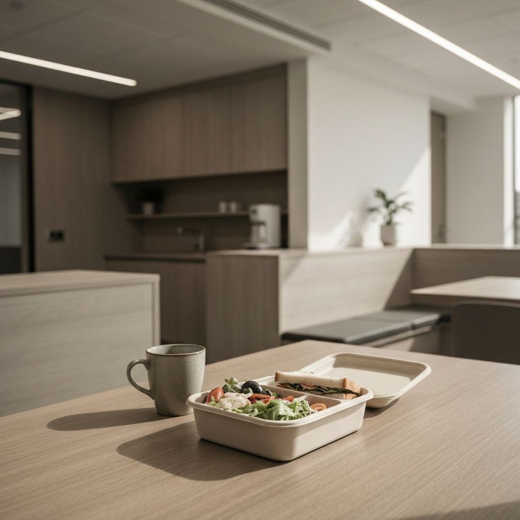 Office break room with lunch options